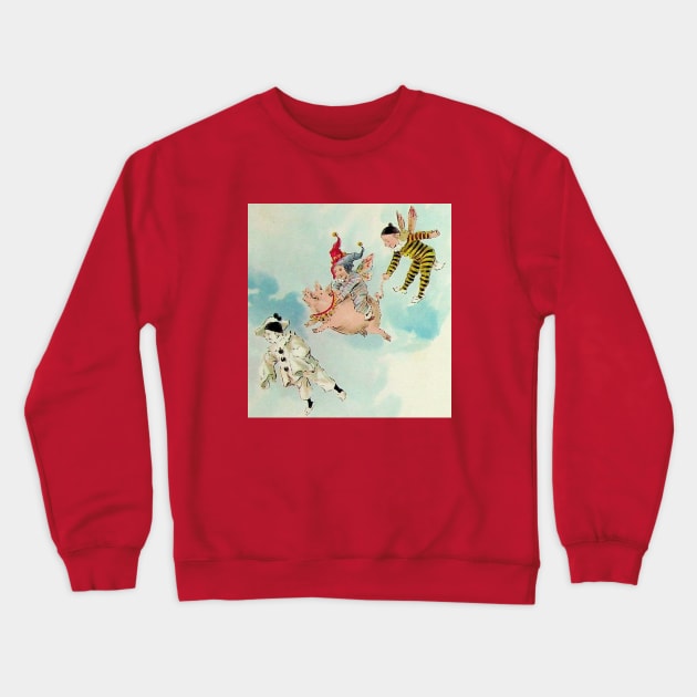 Flying Mime Befriends a Lost Pig Crewneck Sweatshirt by Star Scrunch